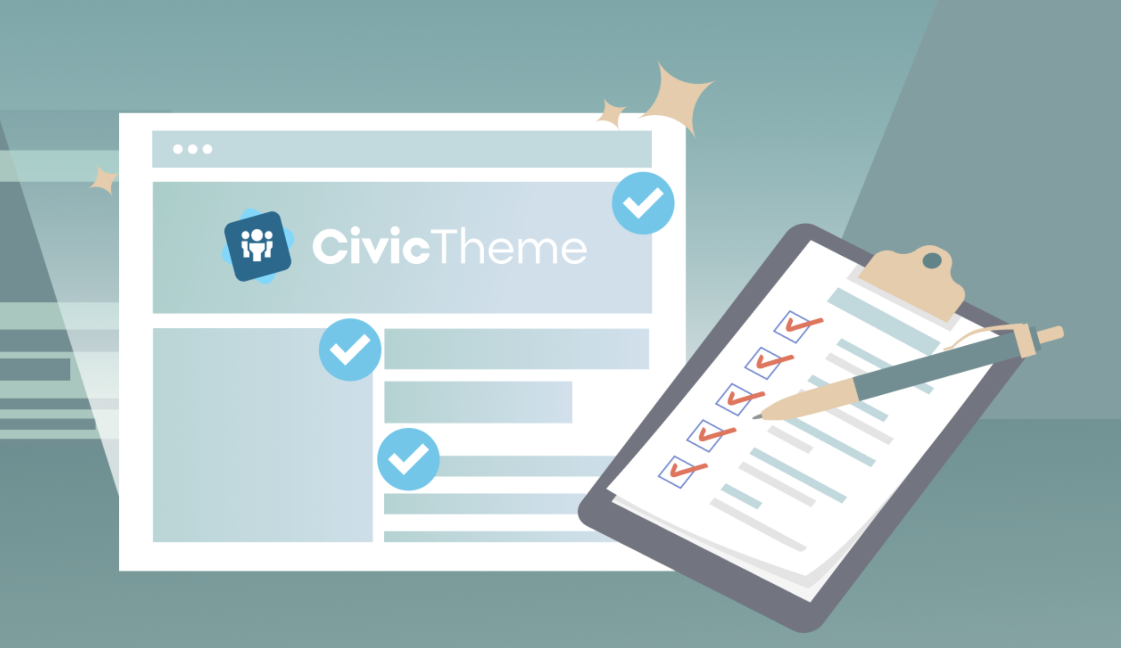 CivicTheme checklist on clipboard