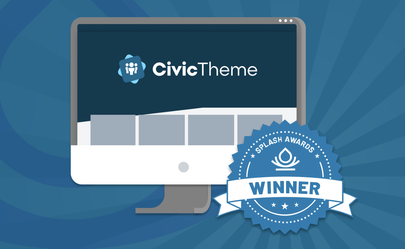 CivicTheme Splash Award Winner Graphic with monitor and badge